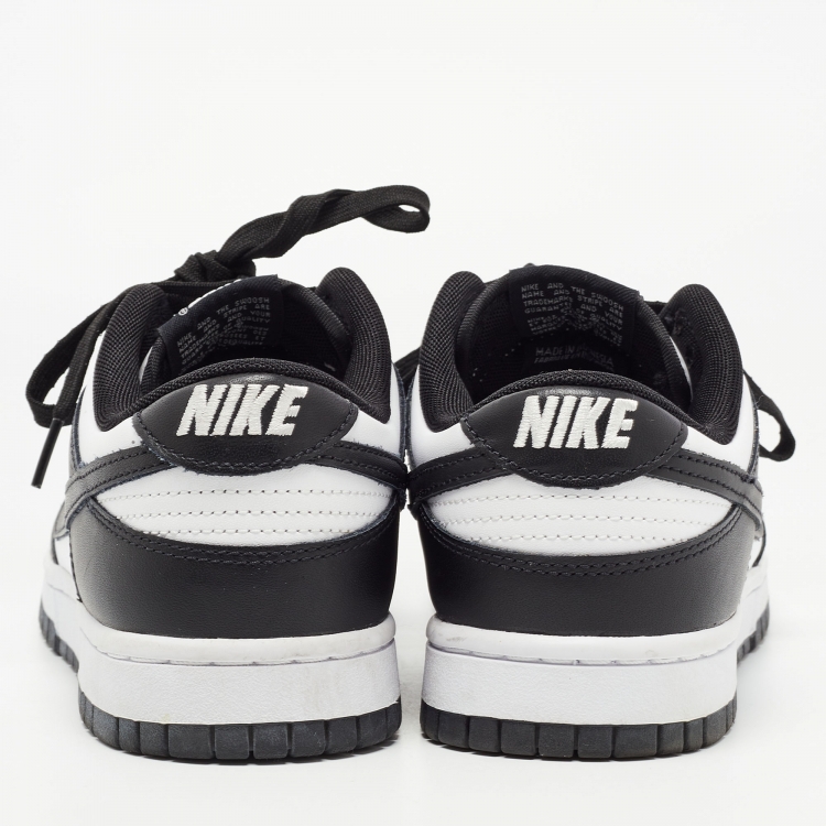 Pre Owned Nike Black/White Leather Dunk Low Top Sneakers Size 41