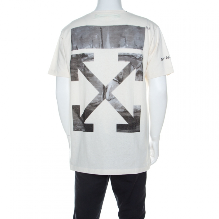 Pre Owned Off-White White Impressionism Print Cotton Short Sleeve T- Shirt L