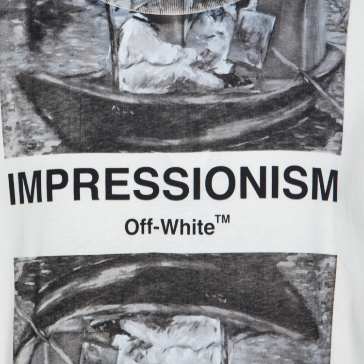 Pre Owned Off-White White Impressionism Print Cotton Short Sleeve T- Shirt L