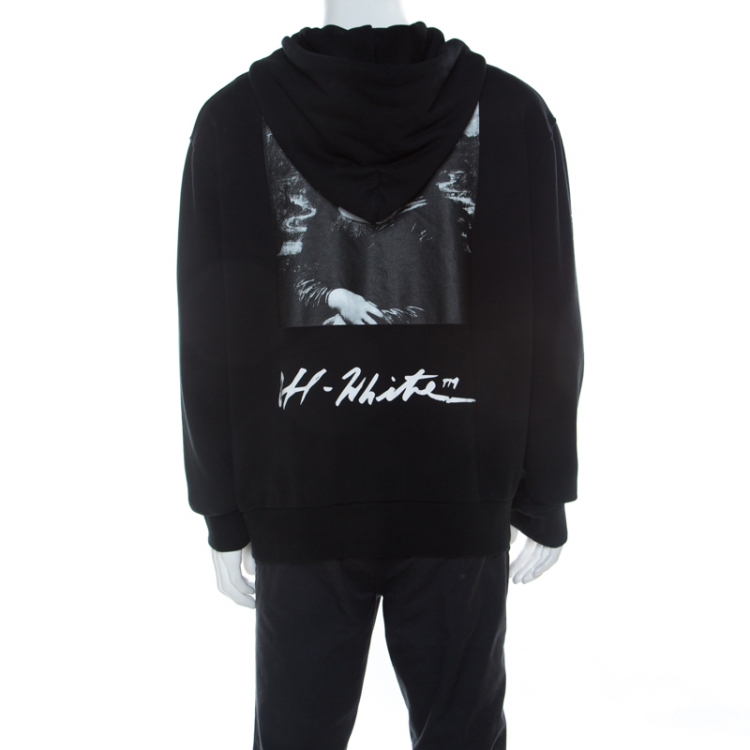 Pre Owned Off-White Black Mona Lisa Print Cotton Zip Front Hoodie XXL
