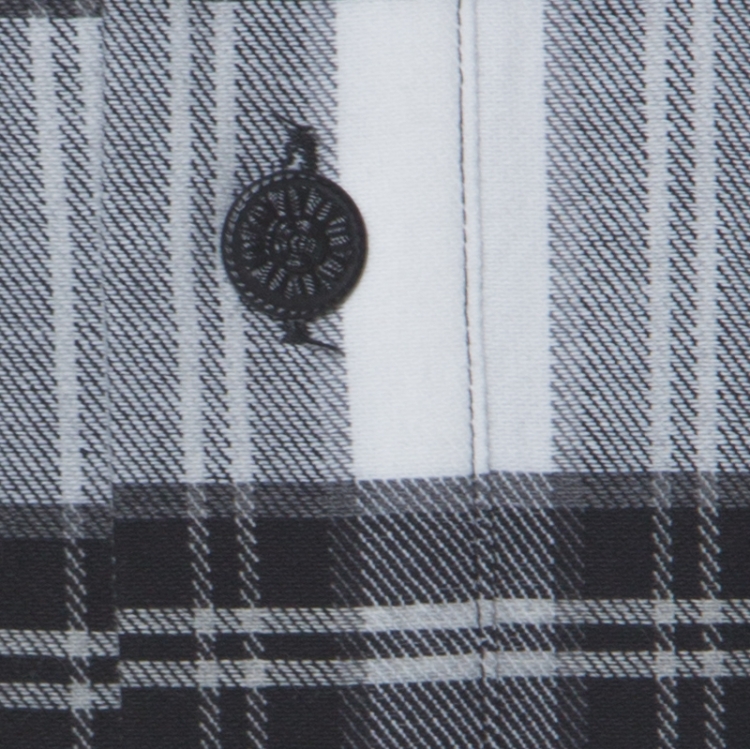 Pre Owned Off White Monochrome Checked Cotton Spray Paint Detail Shirt S