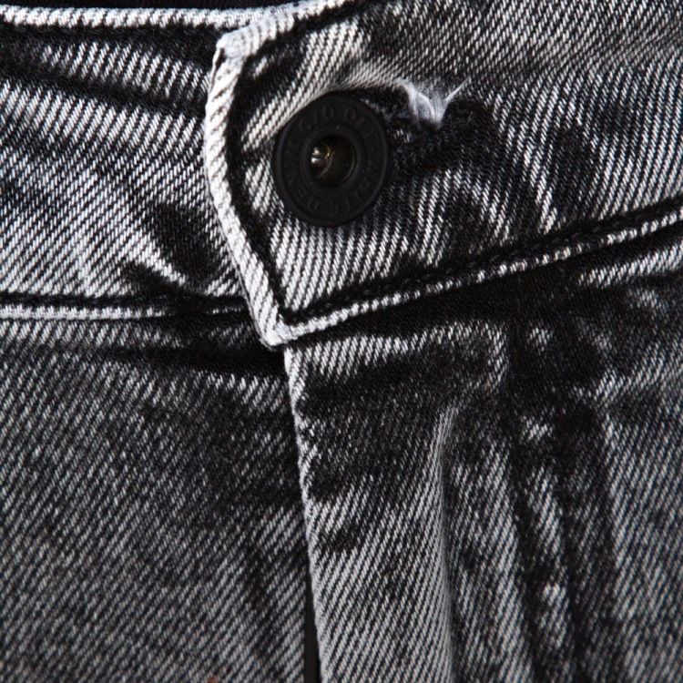 Pre Owned Off White Grey Logo Print Acid Washed Denim Skinny Jeans M