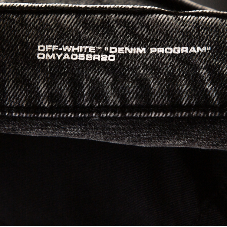 Pre Owned Off White Grey Logo Print Acid Washed Denim Skinny Jeans M