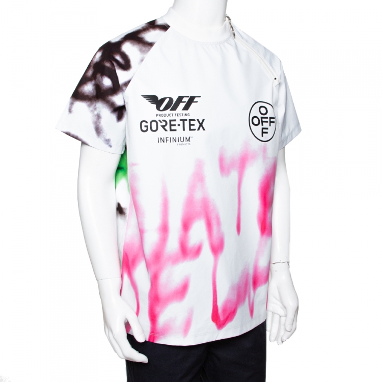 Off-White White Goretex Graffiti Print Short Sleeve T-Shirt L Off