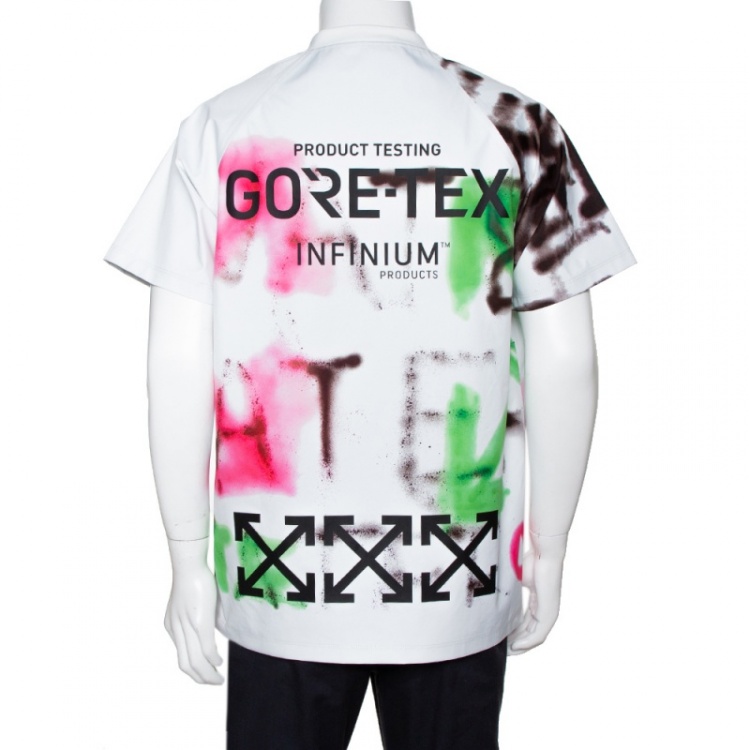 Pre Owned Off-White White Goretex Graffiti Print Short Sleeve T-Shirt L