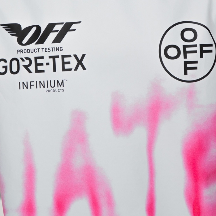 Pre Owned Off-White White Goretex Graffiti Print Short Sleeve T-Shirt L