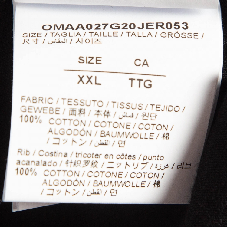 Pre Owned Off-White Black Airport Tape Printed Cotton Crew Neck Tshirt XXL