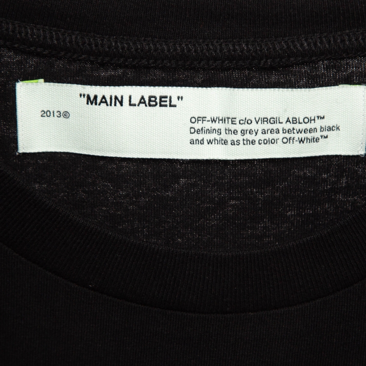 Pre Owned Off-White Black Airport Tape Printed Cotton Crew Neck Tshirt XXL