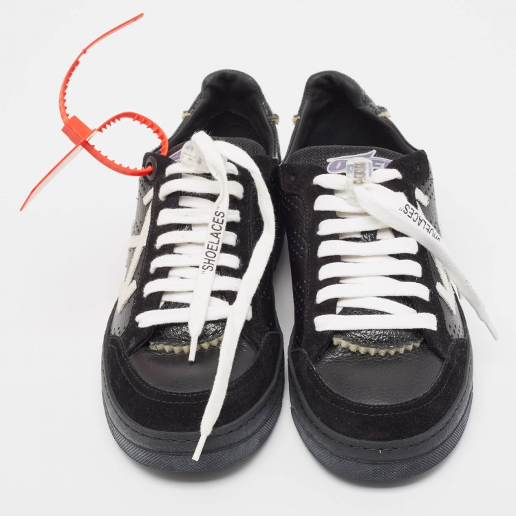 Pre Owned Off-White Leather and Suede 'Helvetica' Sneakers Size 40