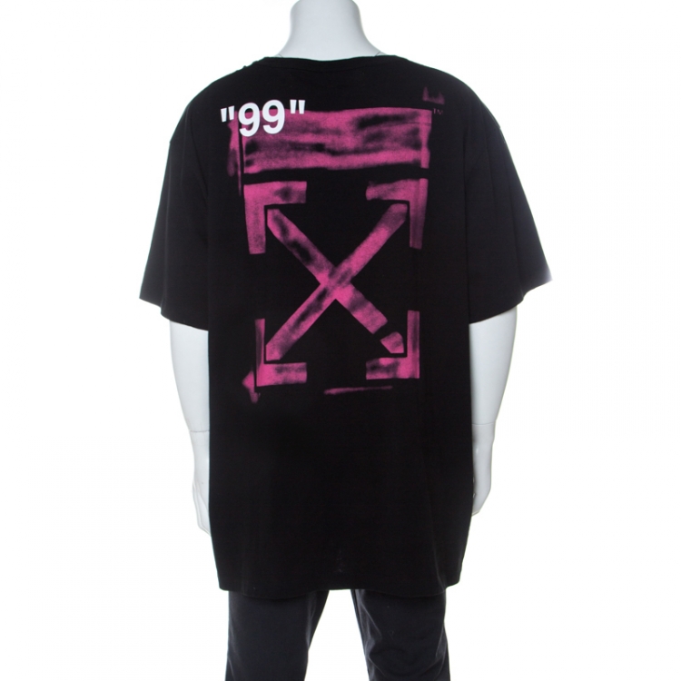 Pre Owned Off White Black Impressionism Print Cotton Crew Neck T-Shirt XL