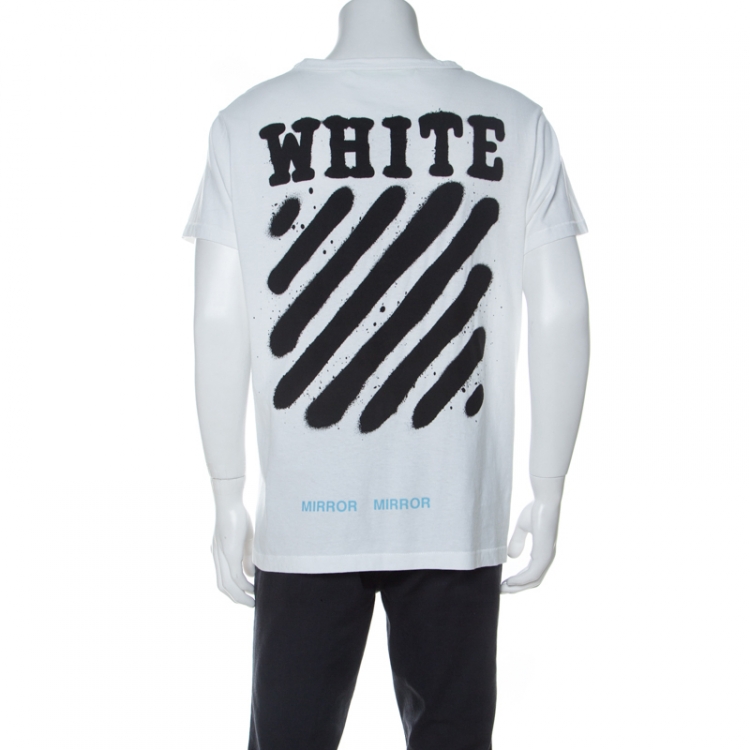 Pre Owned Off White White Spray Stripes Cotton Crew Neck T-Shirt S