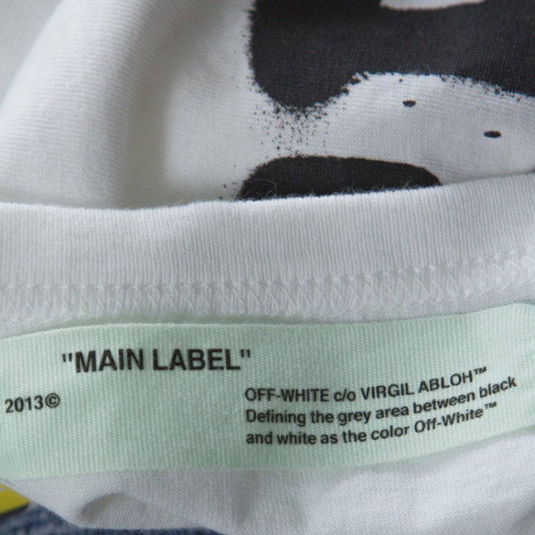 Pre Owned Off White White Spray Stripes Cotton Crew Neck T-Shirt S