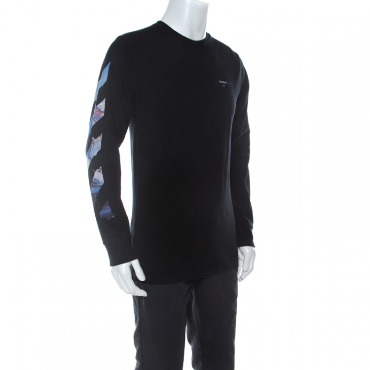 Pre Owned Off White Black Cotton Printed Impressionism Sweatshirt L