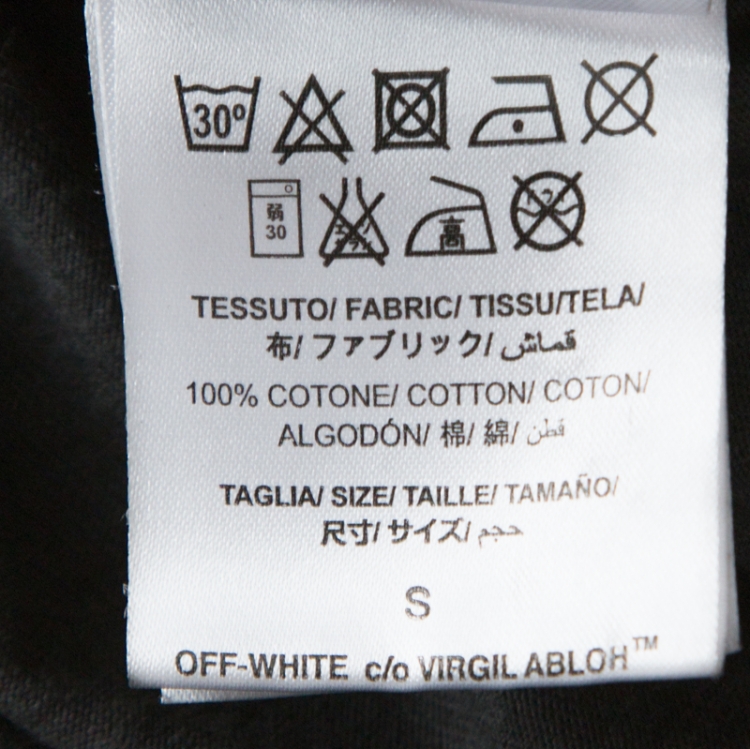 مملوكة مسبقًا Off White Dark Grey Cotton Faded Effect Crew Neck T Shirt S