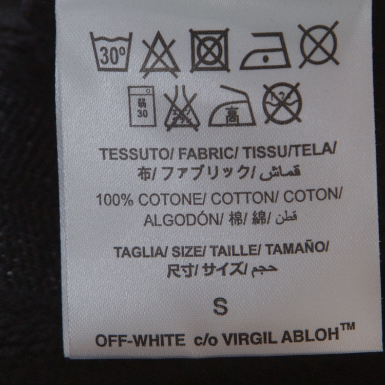مملوكة مسبقًا Off White Black Cotton Washed Out Effect Embroidered Hoodie S