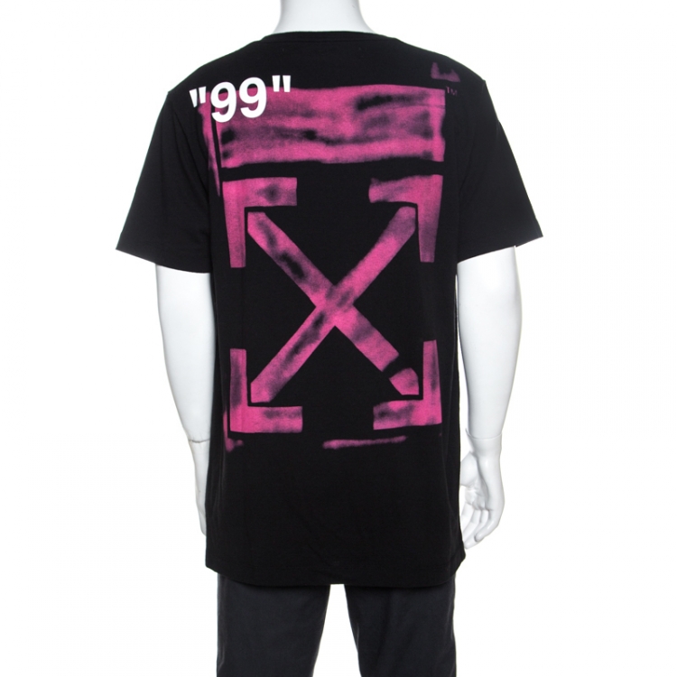 Pre Owned Off White Black Impressionism Print Cotton Crew Neck T-Shirt XL