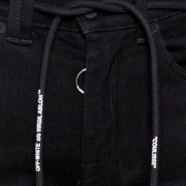 Pre Owned Off-White Black Reconstructed Denim Knit Panelled Jeans S