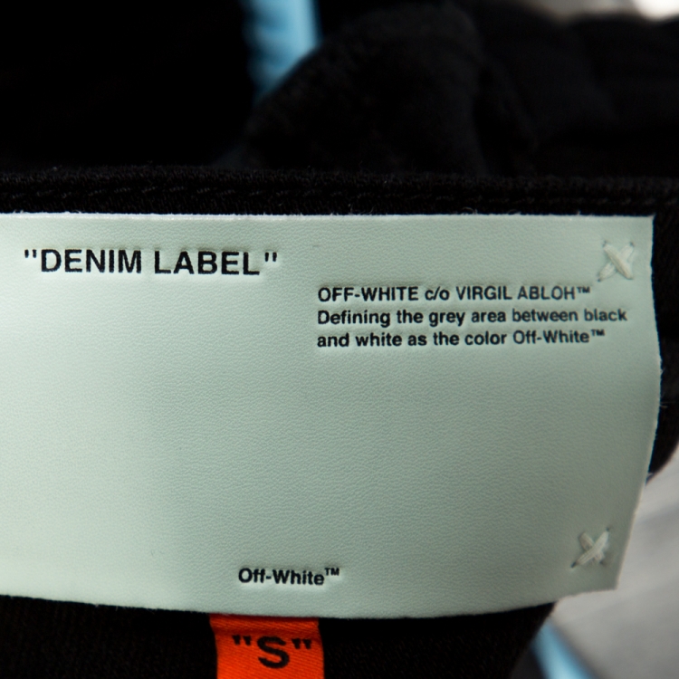 Pre Owned Off-White Black Reconstructed Denim Knit Panelled Jeans S