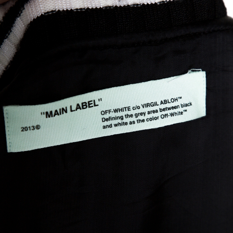 Pre Owned Off-White Black Wool Brushed Print Varsity Bomber Jacket XS