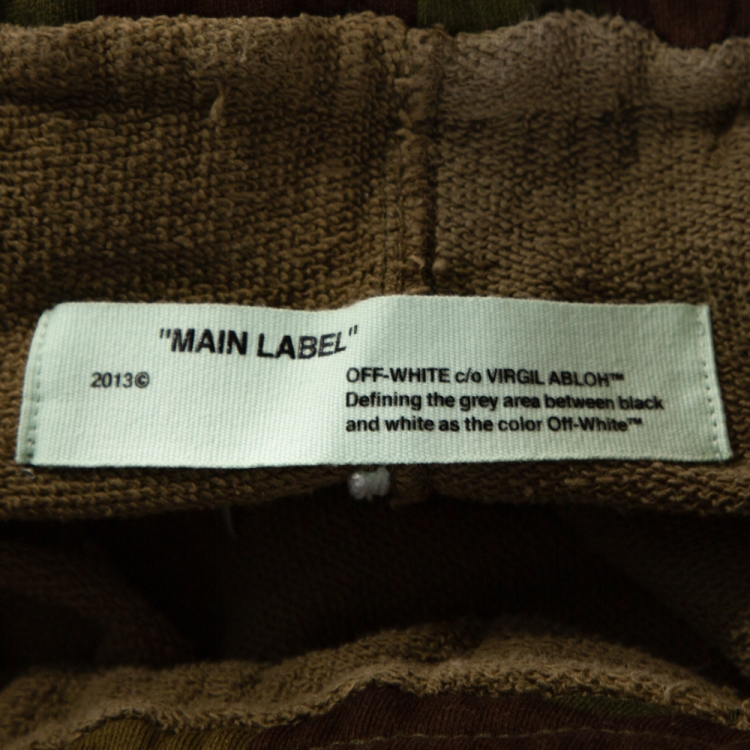 Pre Owned Off-White Military Green Cotton Diagonal Camouflage Joggers S