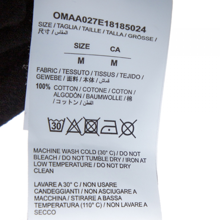 Pre Owned Off-White Black Cotton Arrow Logo Print T-Shirt M