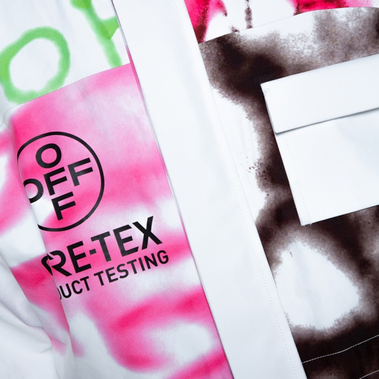 Pre Owned Off White White Gore-Tex Spray Paint Logo Detail Ski Jacket S