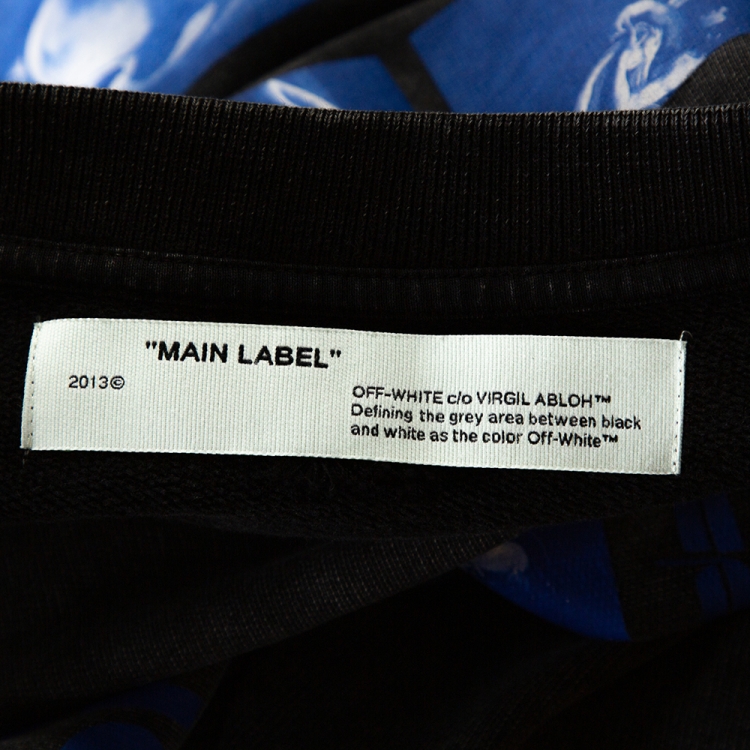 Pre Owned Off-White Grey Hardcore Caravaggio Logo Print Faded Cotton Sweatshirt M