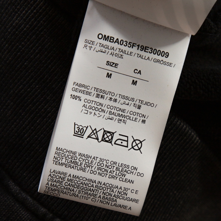 Pre Owned Off-White Grey Hardcore Caravaggio Logo Print Faded Cotton Sweatshirt M