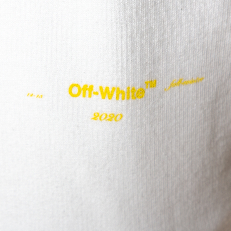 Pre Owned Off White White Cotton Yellow Logo Print Track Pants L