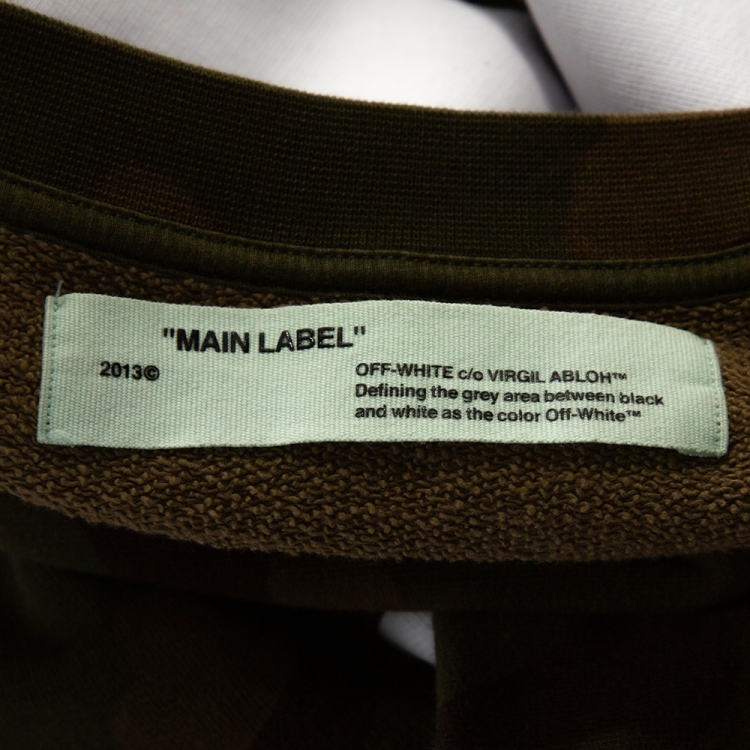 Pre Owned Off-White Green Diagonal Camouflage Print Cotton Sweatshirt S