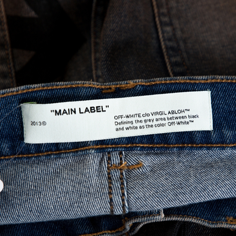 Pre Owned Off-White Indigo Stain Effect Denim Skinny Jeans M