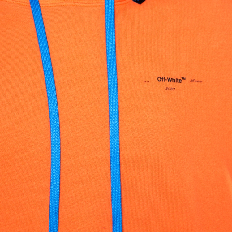 Pre Owned Off-White Orange Cotton Arrow Embroidered Hoodie L