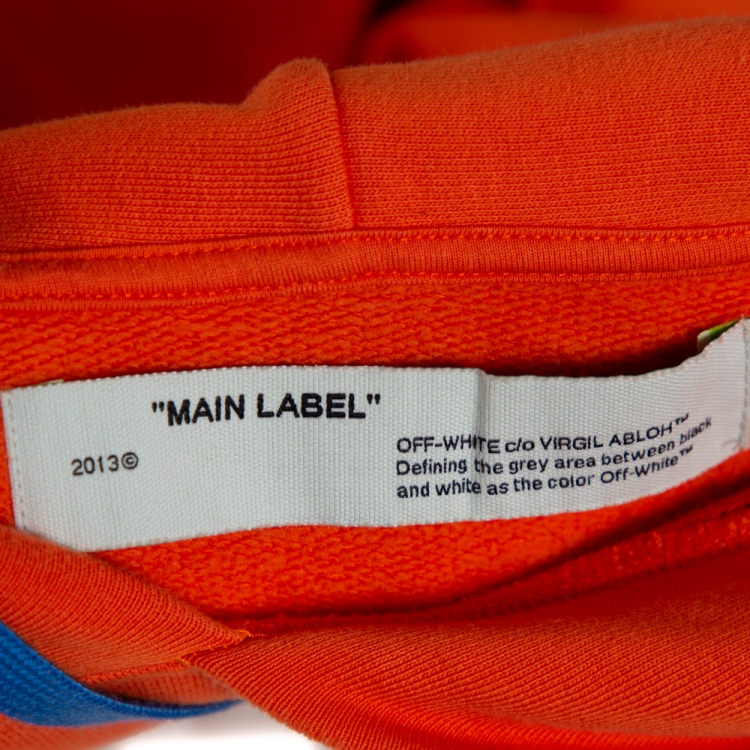 Pre Owned Off-White Orange Cotton Arrow Embroidered Hoodie L