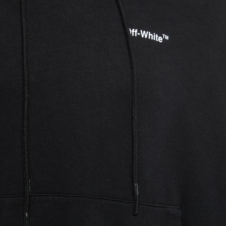 Pre Owned Off-White Black Logo Print Cotton Hoodie XL