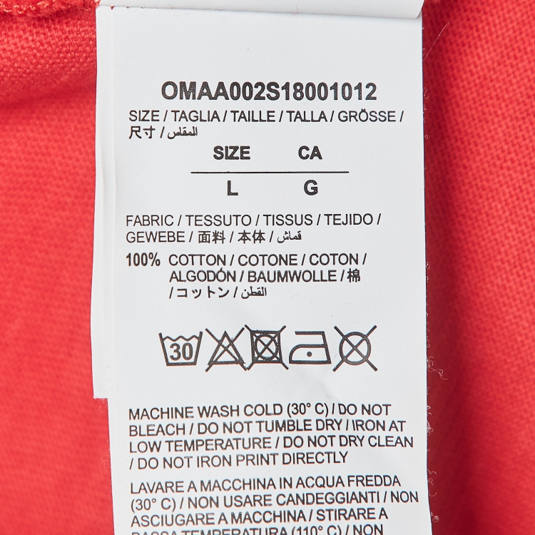 Pre Owned Off-White Red Mona Lisa Print Cotton Half Sleeve T-Shirt L