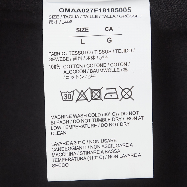 Pre Owned Off-White Black Back Logo Print Cotton T-Shirt L