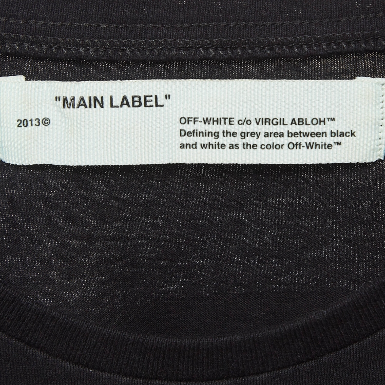 Pre Owned Off-White Black Back Logo Print Cotton T-Shirt L