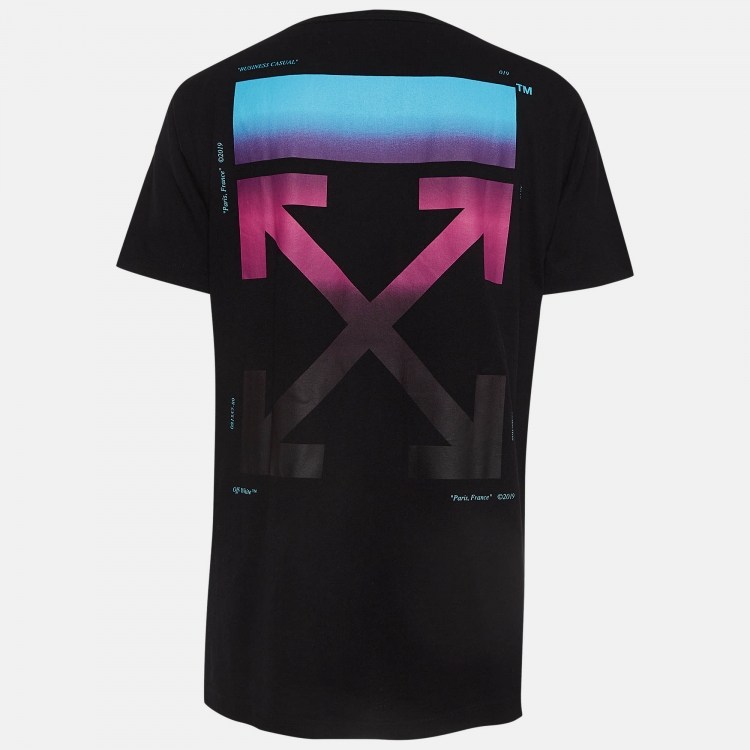 Pre Owned Off-White Black Back Logo Print Cotton T-Shirt L