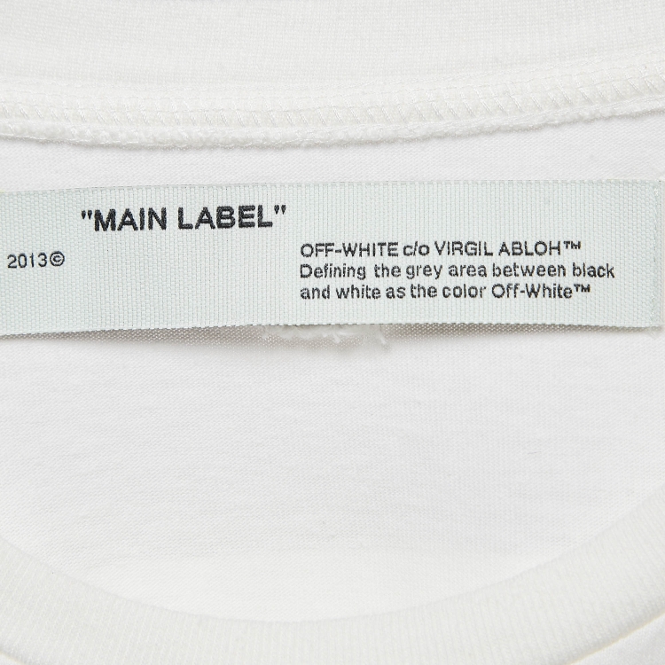 Pre Owned Off-White White Logo Back Print Cotton Long Sleeve T-Shirt XXL