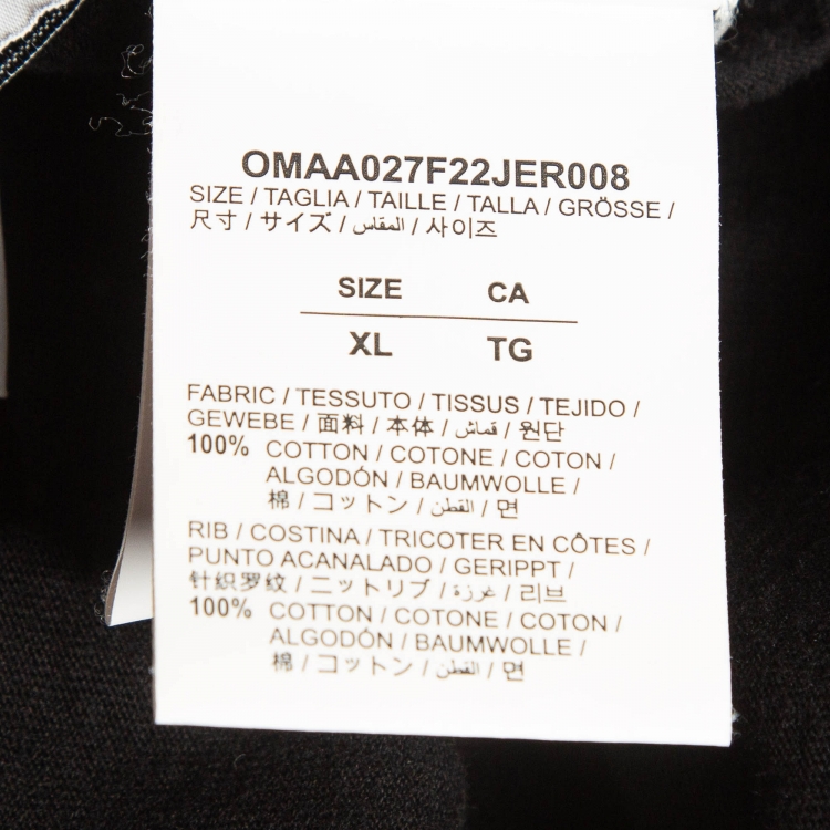 Pre Owned Off-White Black Logo Print Cotton T-Shirt XL