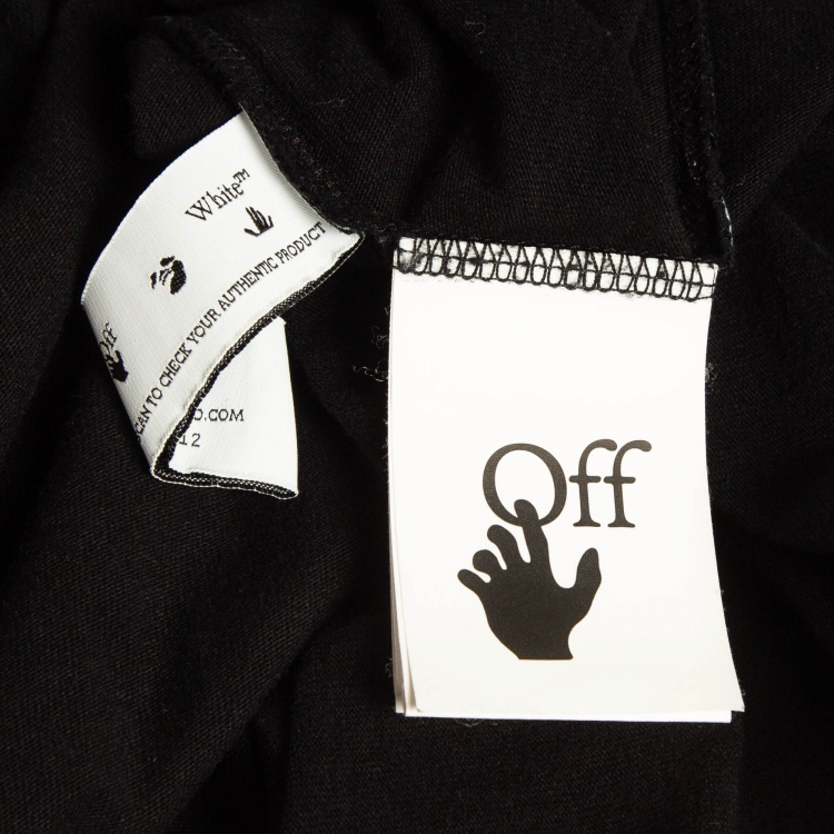 Pre Owned Off-White Black Logo Print Cotton T-Shirt XL