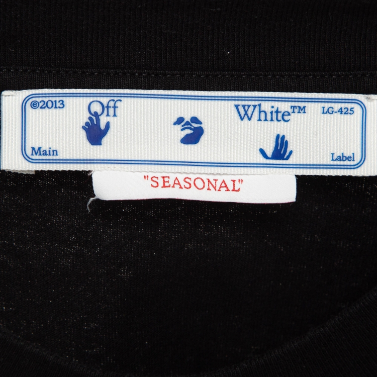 Pre Owned Off-White Black Logo Print Cotton T-Shirt XL