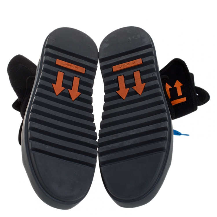 Pre Owned Off-White Black Knit Fabric Moto Wrap Sneakers Size 42