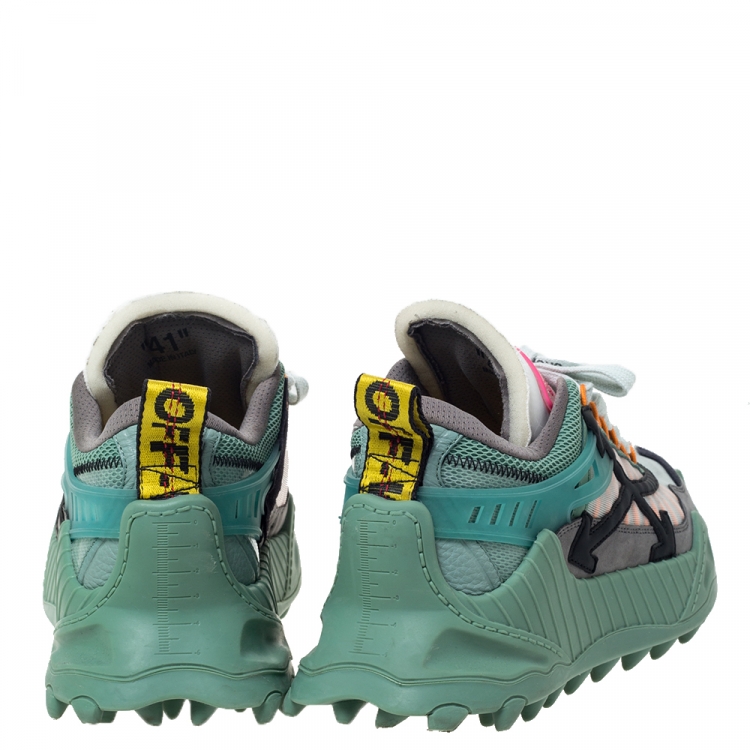 Pre Owned Off-White Baby Blue/Black Mesh and Leather Odsy-1000 Sneakers Size 41