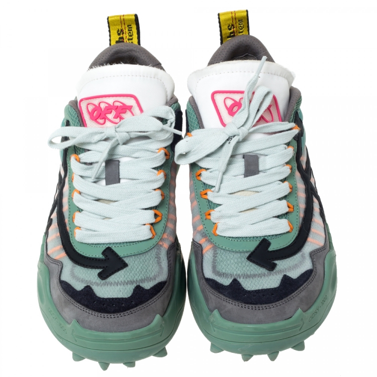 Pre Owned Off-White Baby Blue/Black Mesh and Leather Odsy-1000 Sneakers Size 41