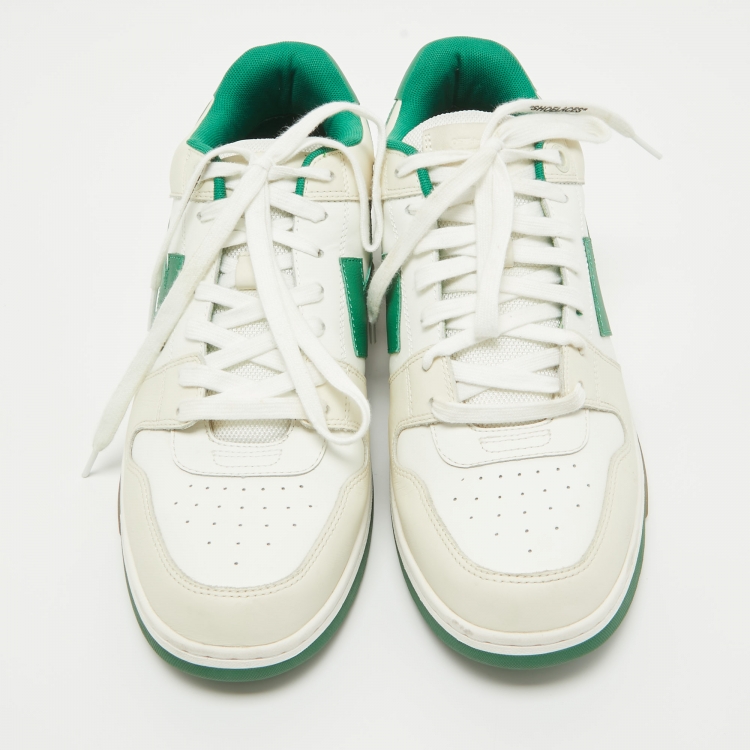 Pre Owned Off-White Cream/Green Leather Out Of Office Low Top Sneakers Size 45