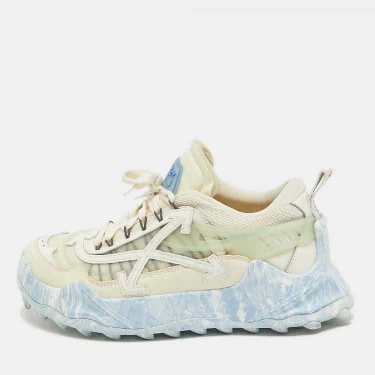 Pre Owned Off-White Leather and Mesh Odsy 1000 Sneakers Size 43