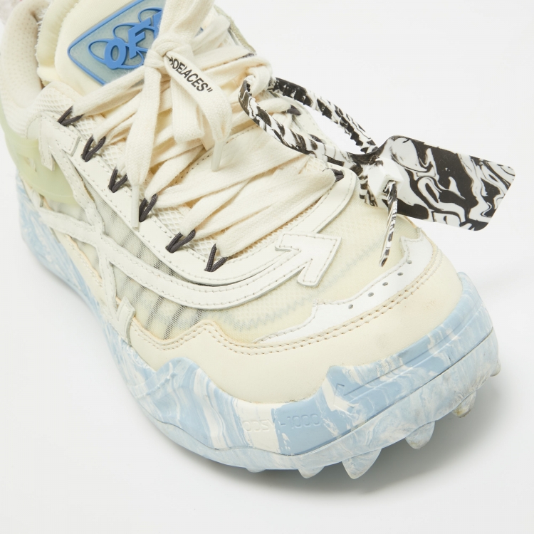 Pre Owned Off-White Leather and Mesh Odsy 1000 Sneakers Size 43