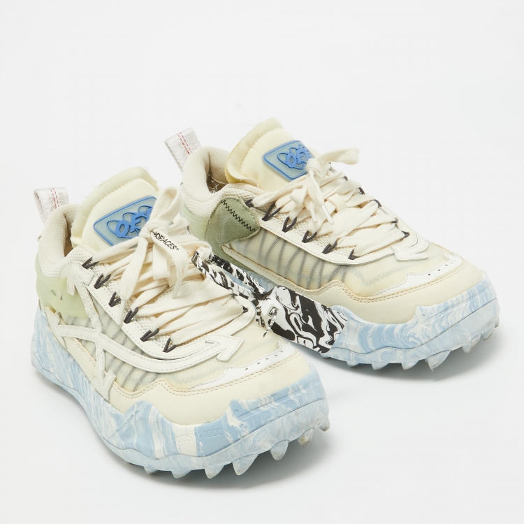 Pre Owned Off-White Leather and Mesh Odsy 1000 Sneakers Size 43