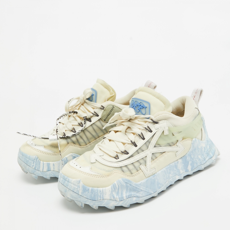 Pre Owned Off-White Leather and Mesh Odsy 1000 Sneakers Size 43